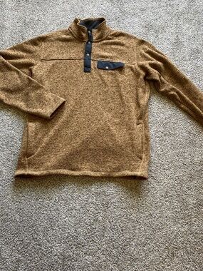 Eddie Bauer Brown Button Up Pullover Sweater